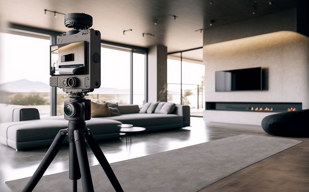 360° Kamera in einem Wohnzimmer